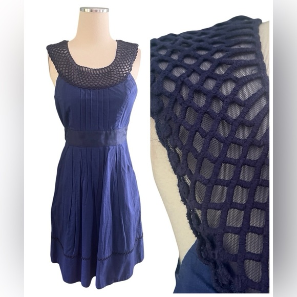 Floreat Dresses & Skirts - Floreat Navy Blue Crochet Yoke Mini Dress